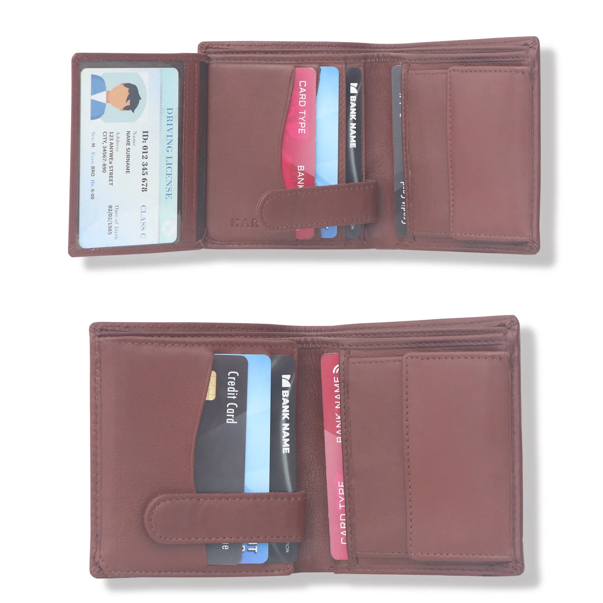 10026 Brown & Blue Bifold Wallet