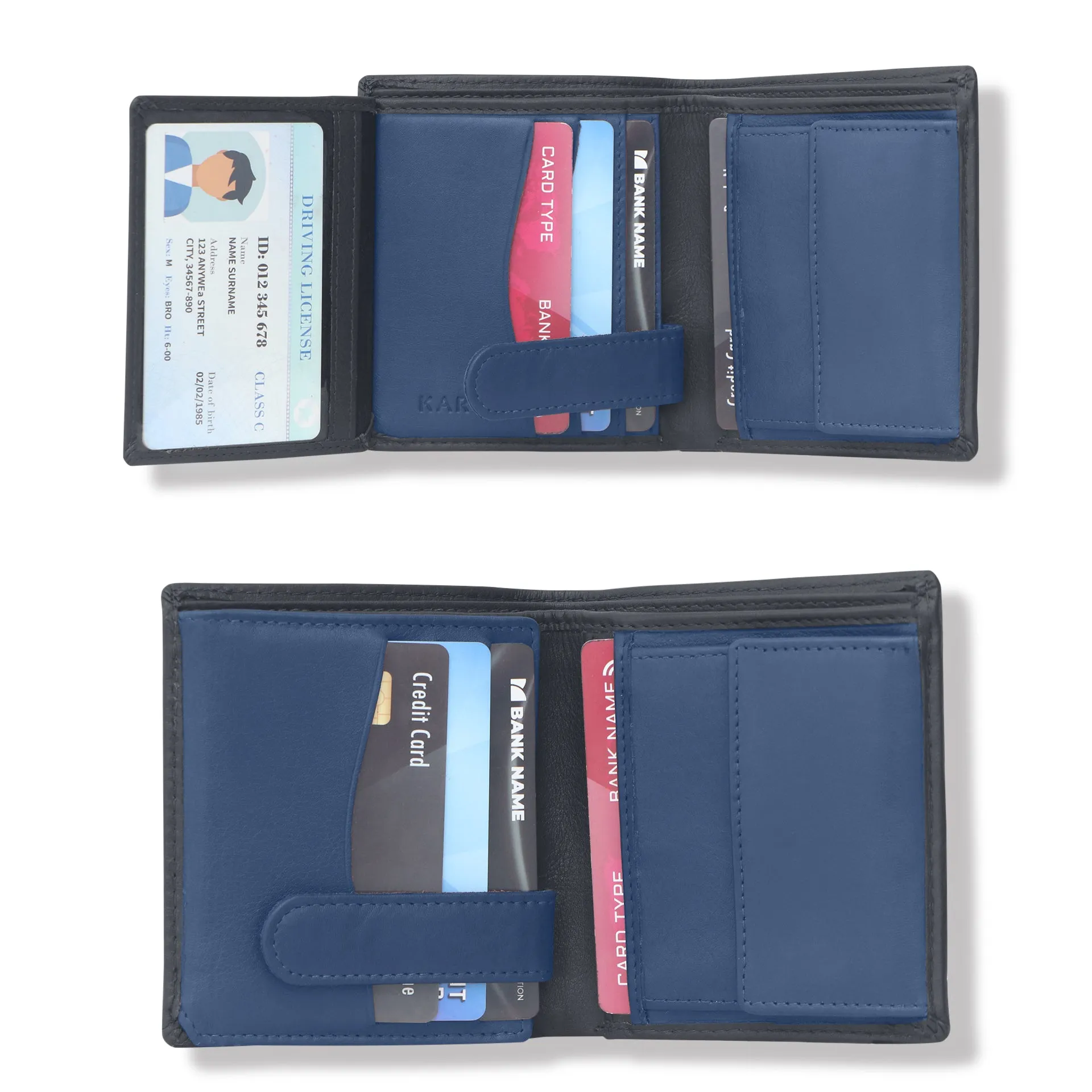 10026 Brown & Blue Bifold Wallet