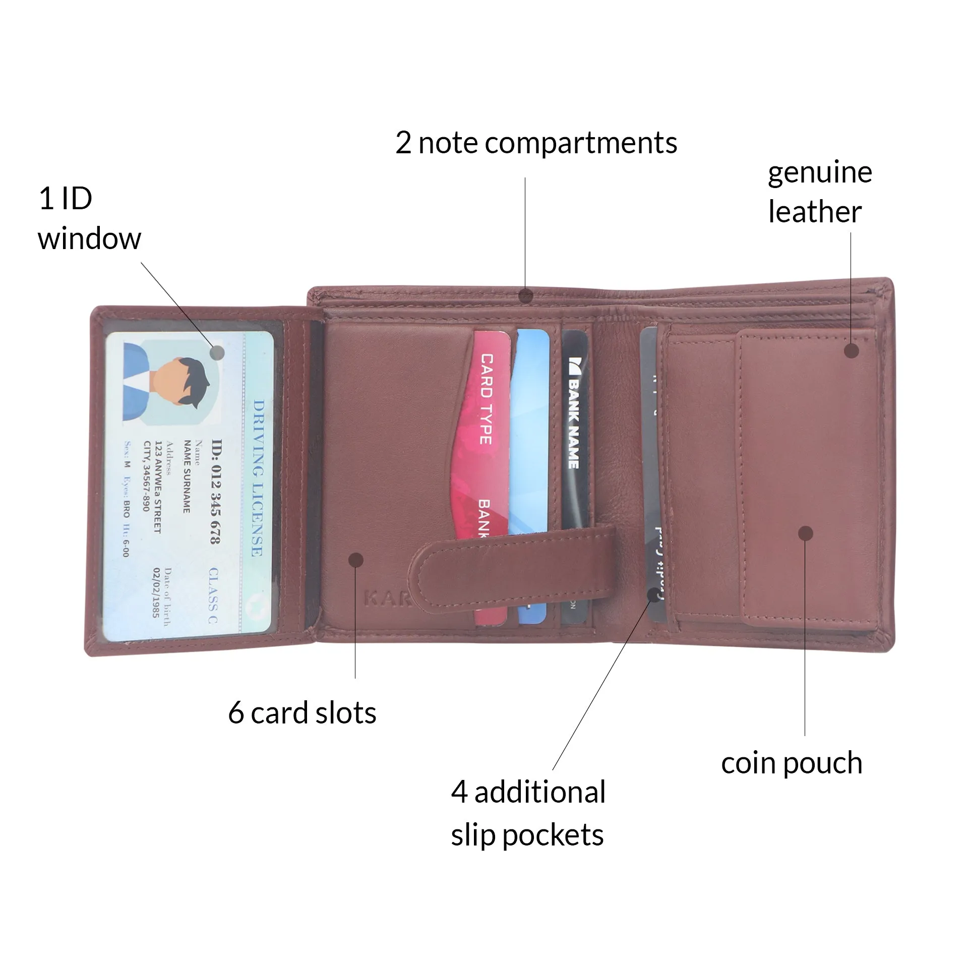 10026 Brown & Blue Bifold Wallet