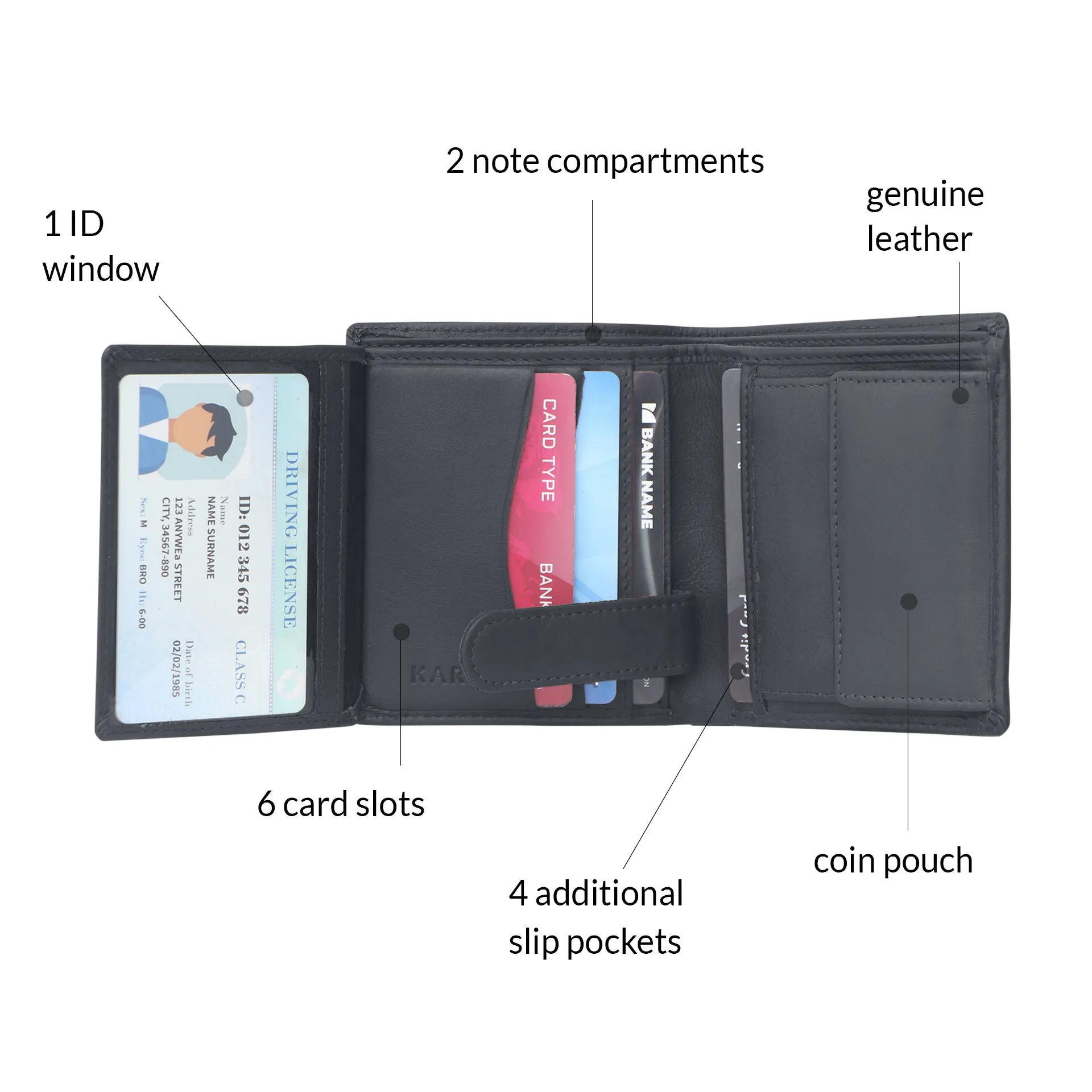 10026 Brown & Blue Bifold Wallet
