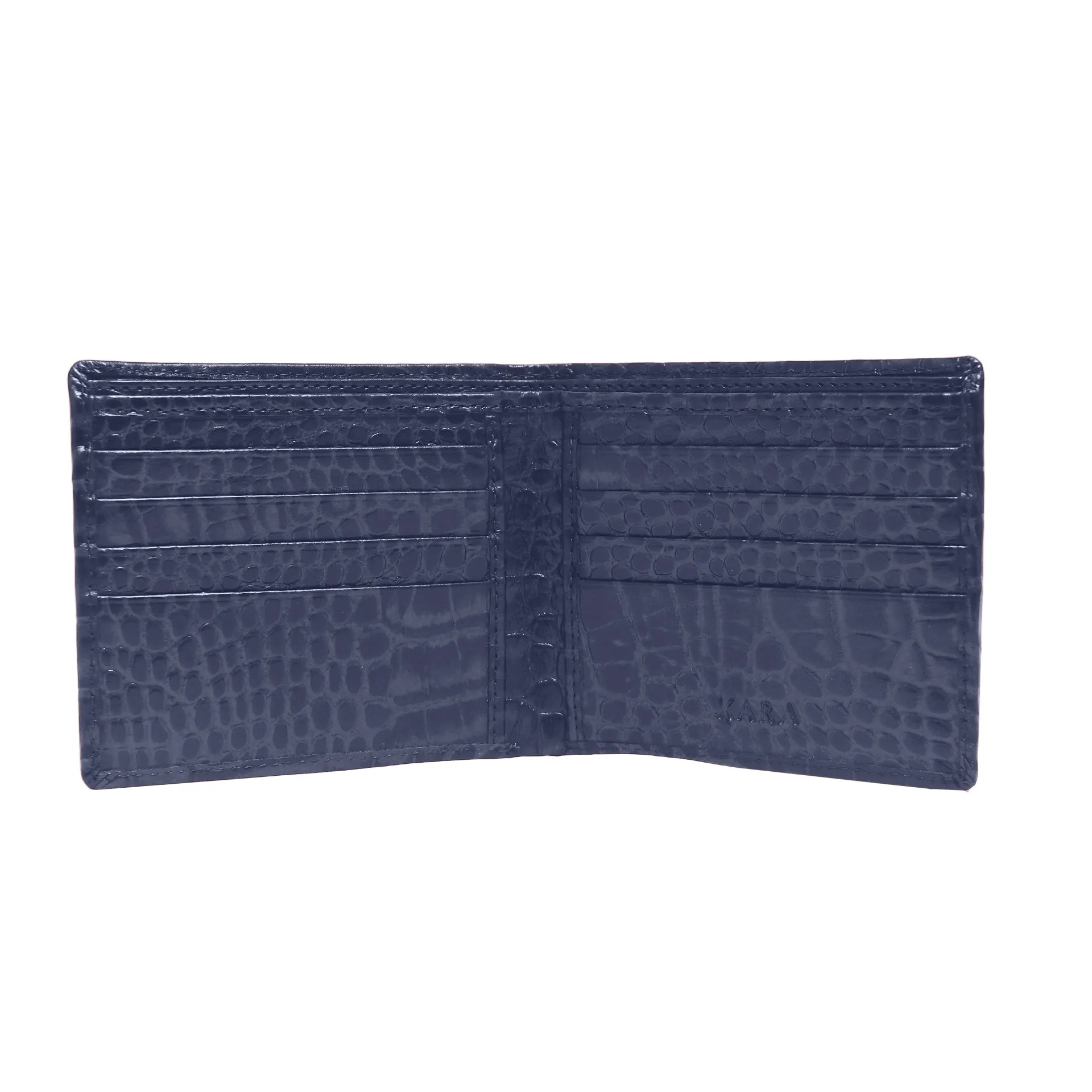10148 Croco Navy Leather Bifold Wallet for Men