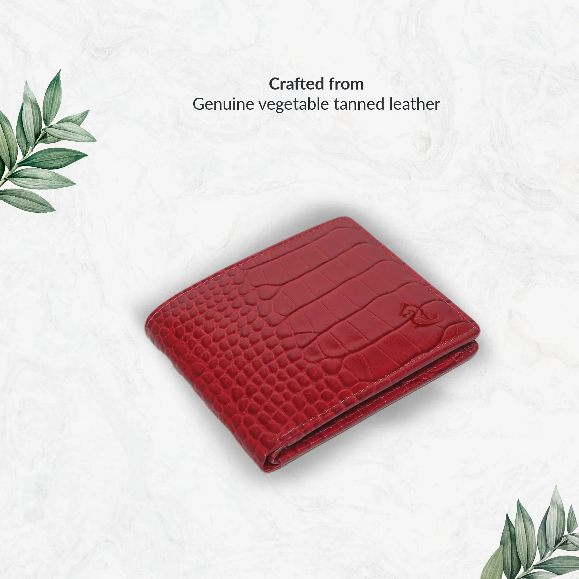10148 Croco Navy Leather Bifold Wallet for Men