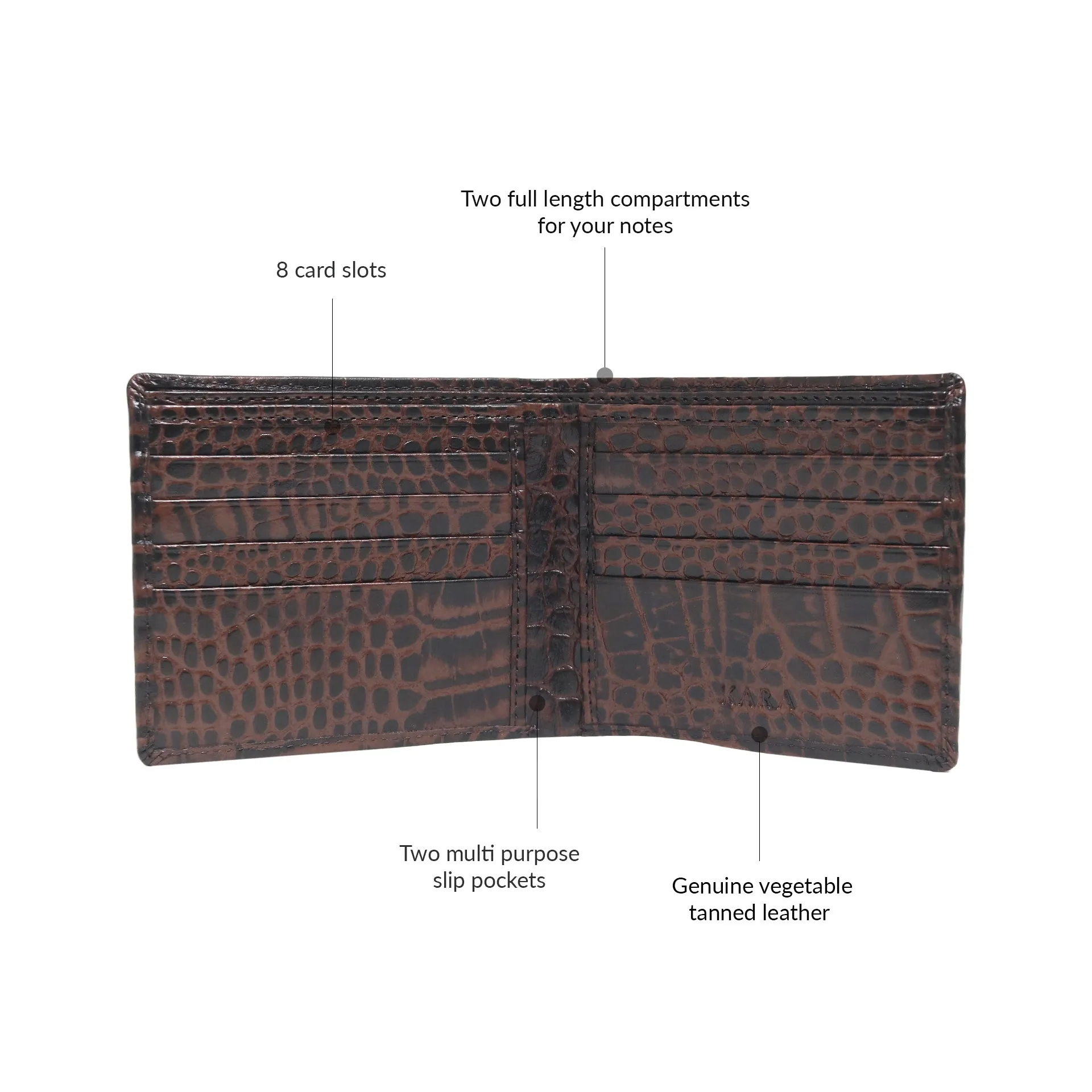 10148 Croco Navy Leather Bifold Wallet for Men