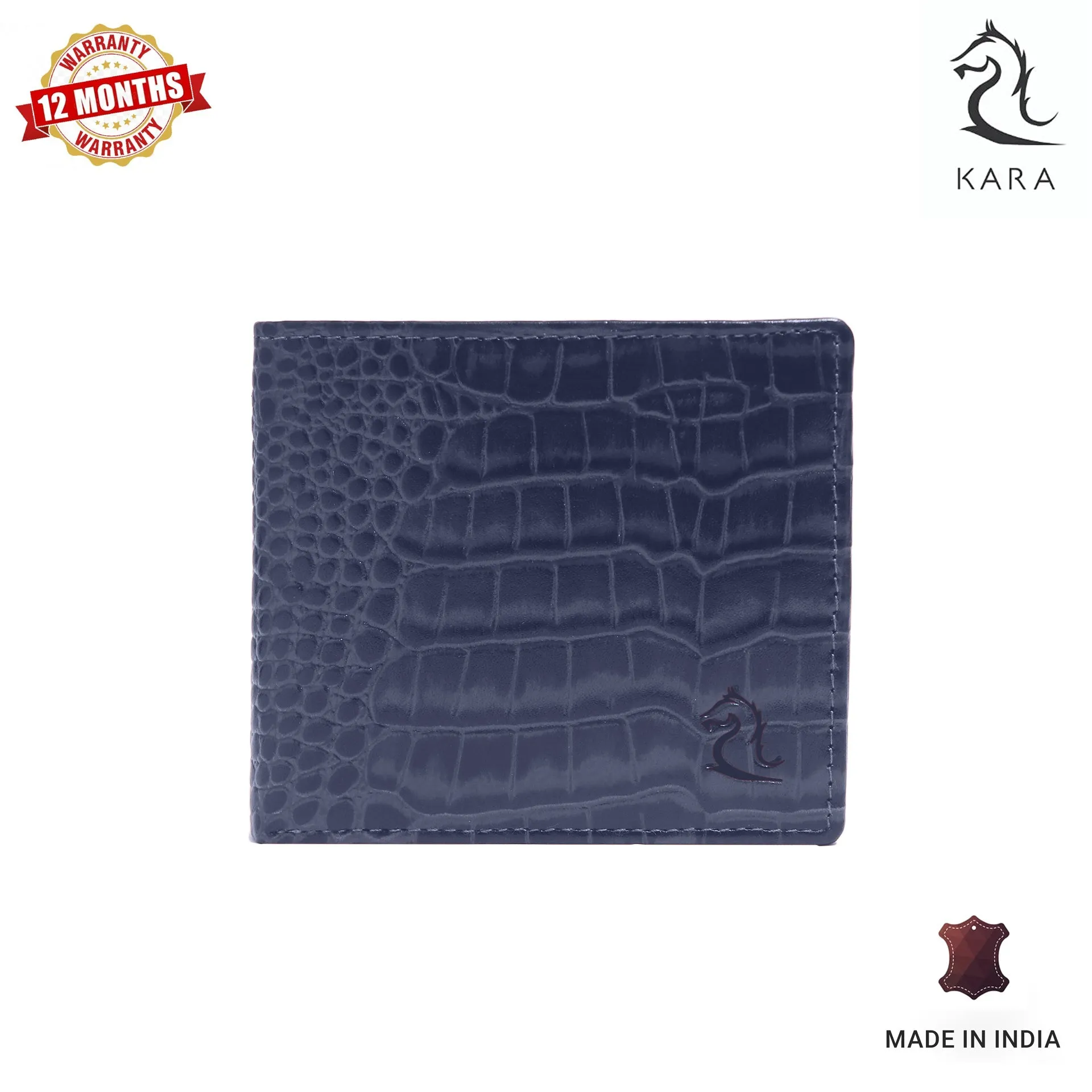 10148 Croco Navy Leather Bifold Wallet for Men