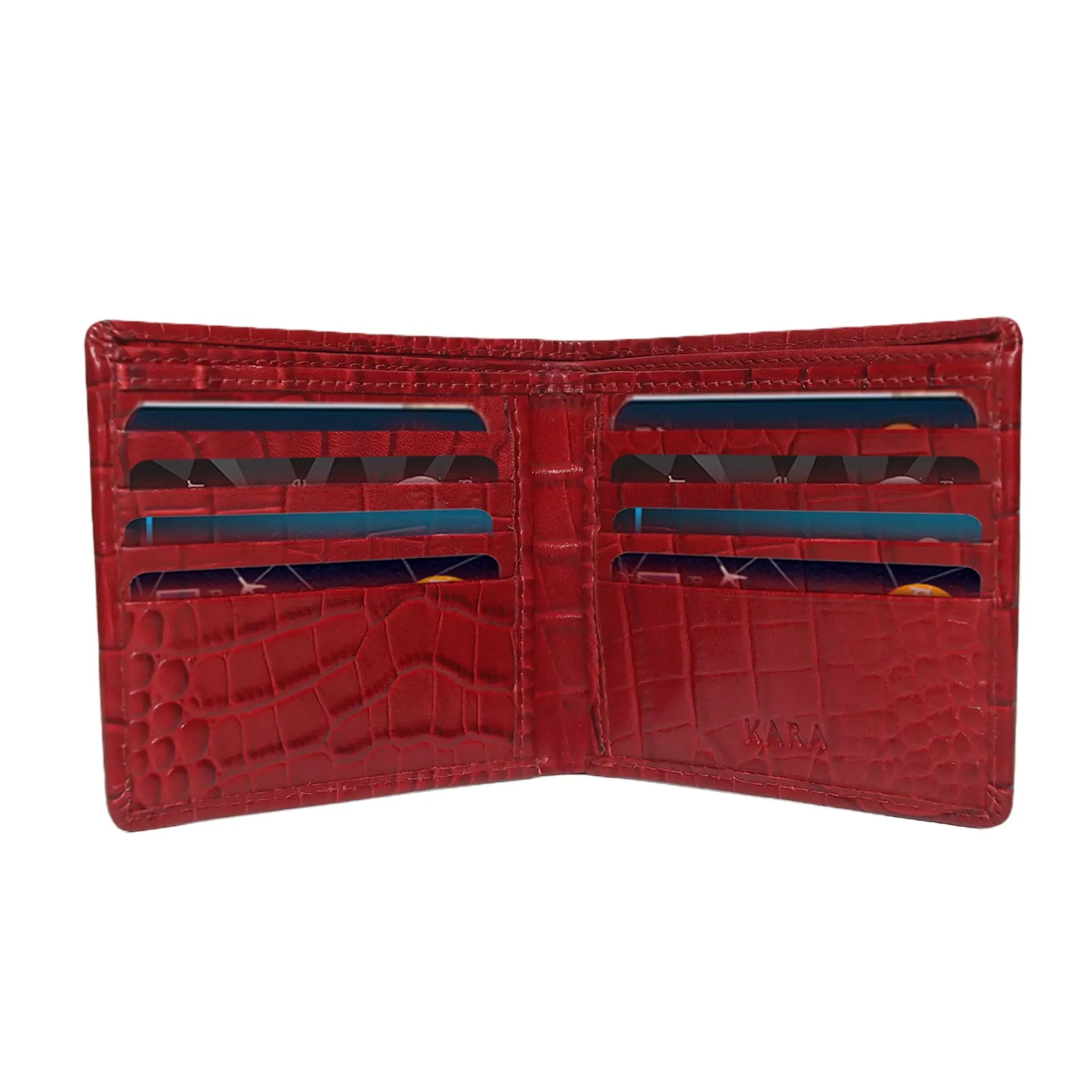 10148 Croco Navy Leather Bifold Wallet for Men
