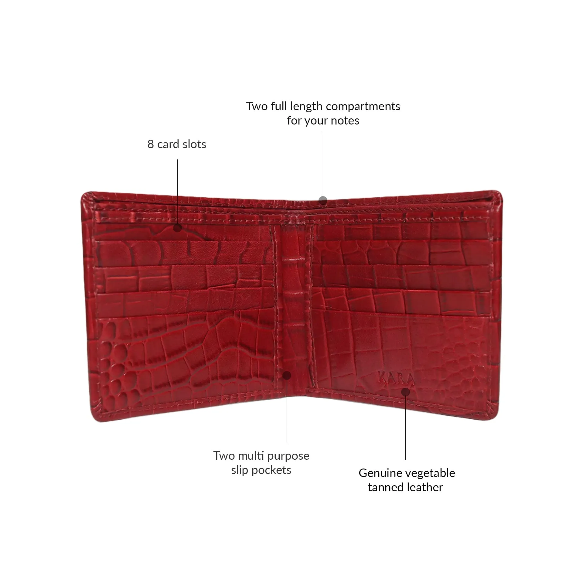 10148 Croco Navy Leather Bifold Wallet for Men