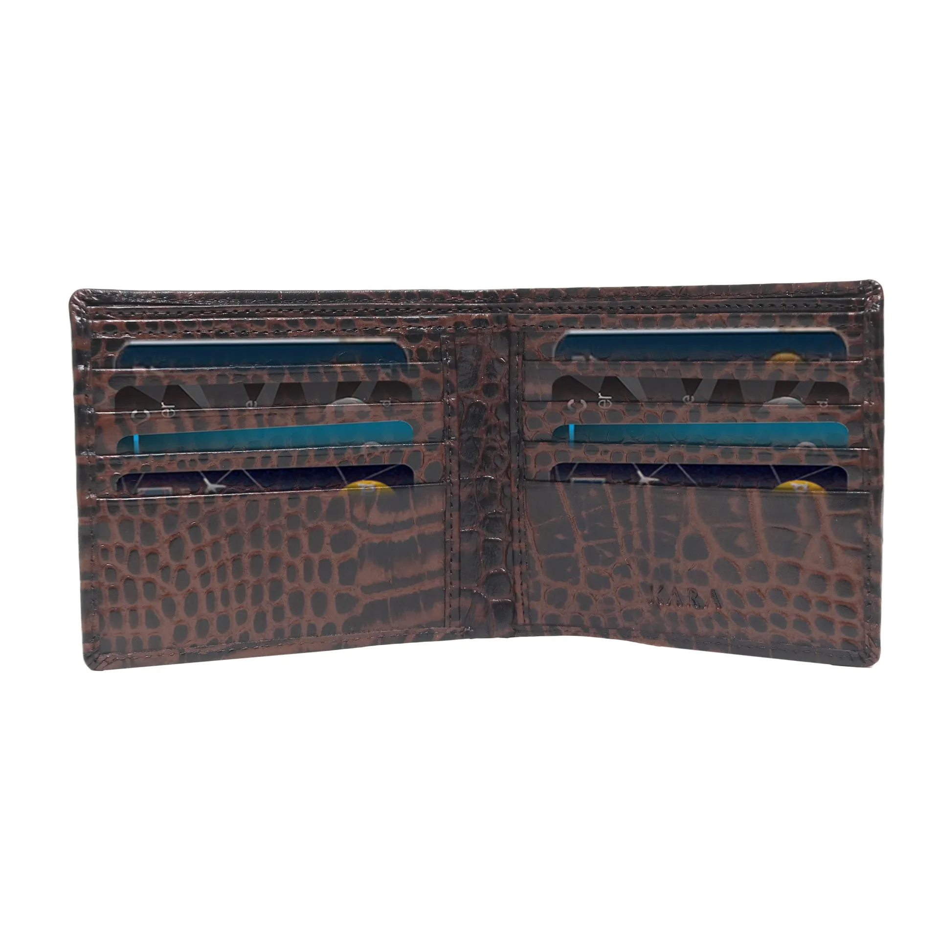 10148 Croco Navy Leather Bifold Wallet for Men