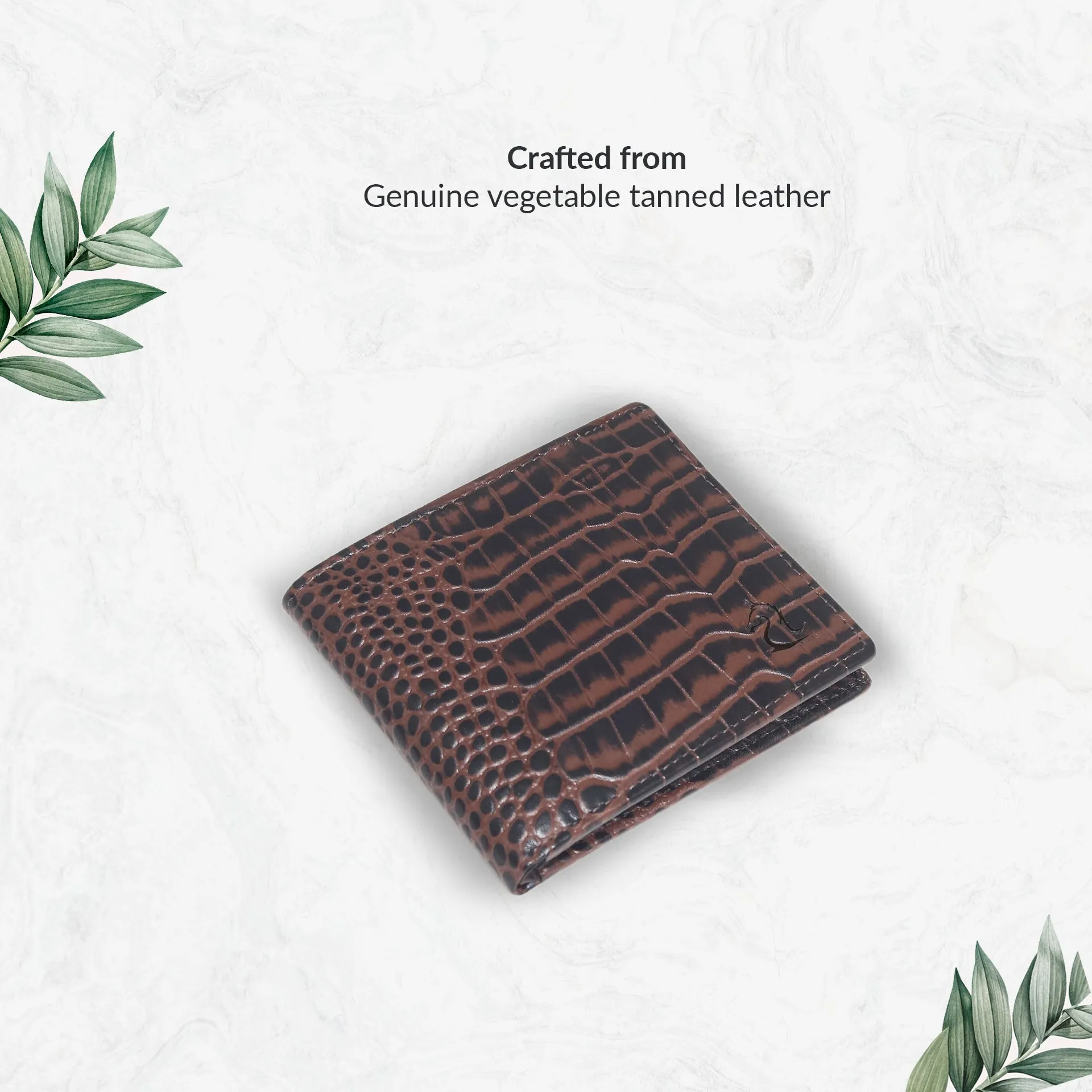 10148 Croco Navy Leather Bifold Wallet for Men