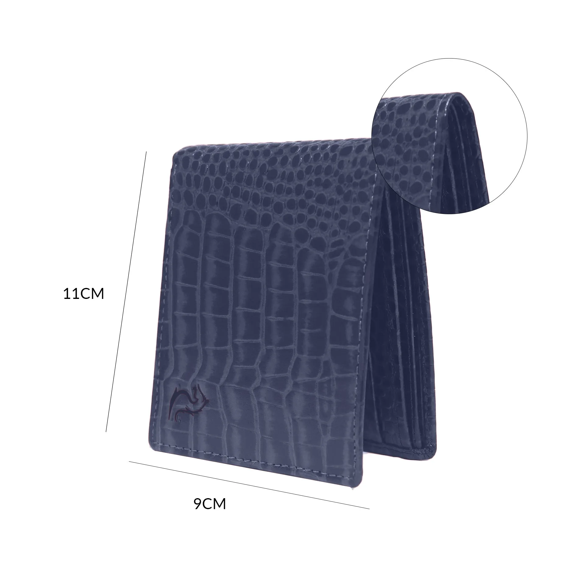10148 Croco Navy Leather Bifold Wallet for Men