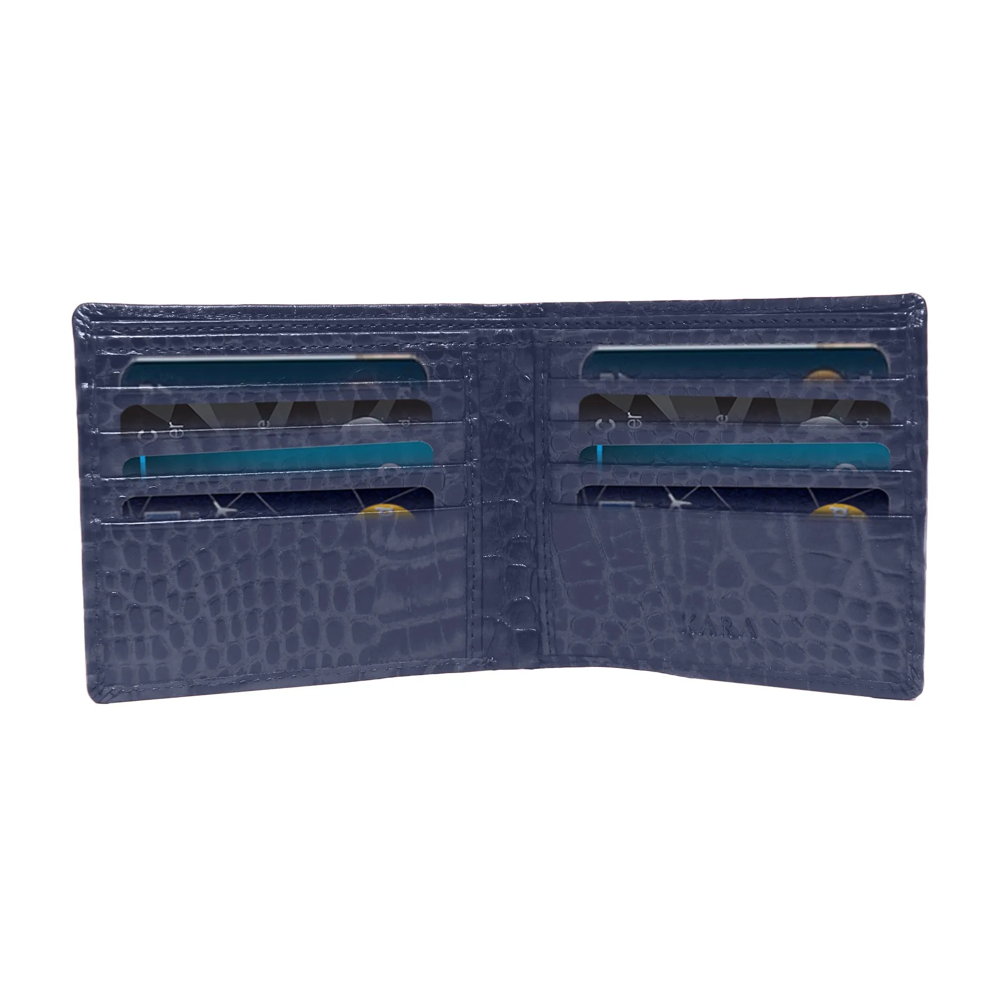 10148 Croco Navy Leather Bifold Wallet for Men