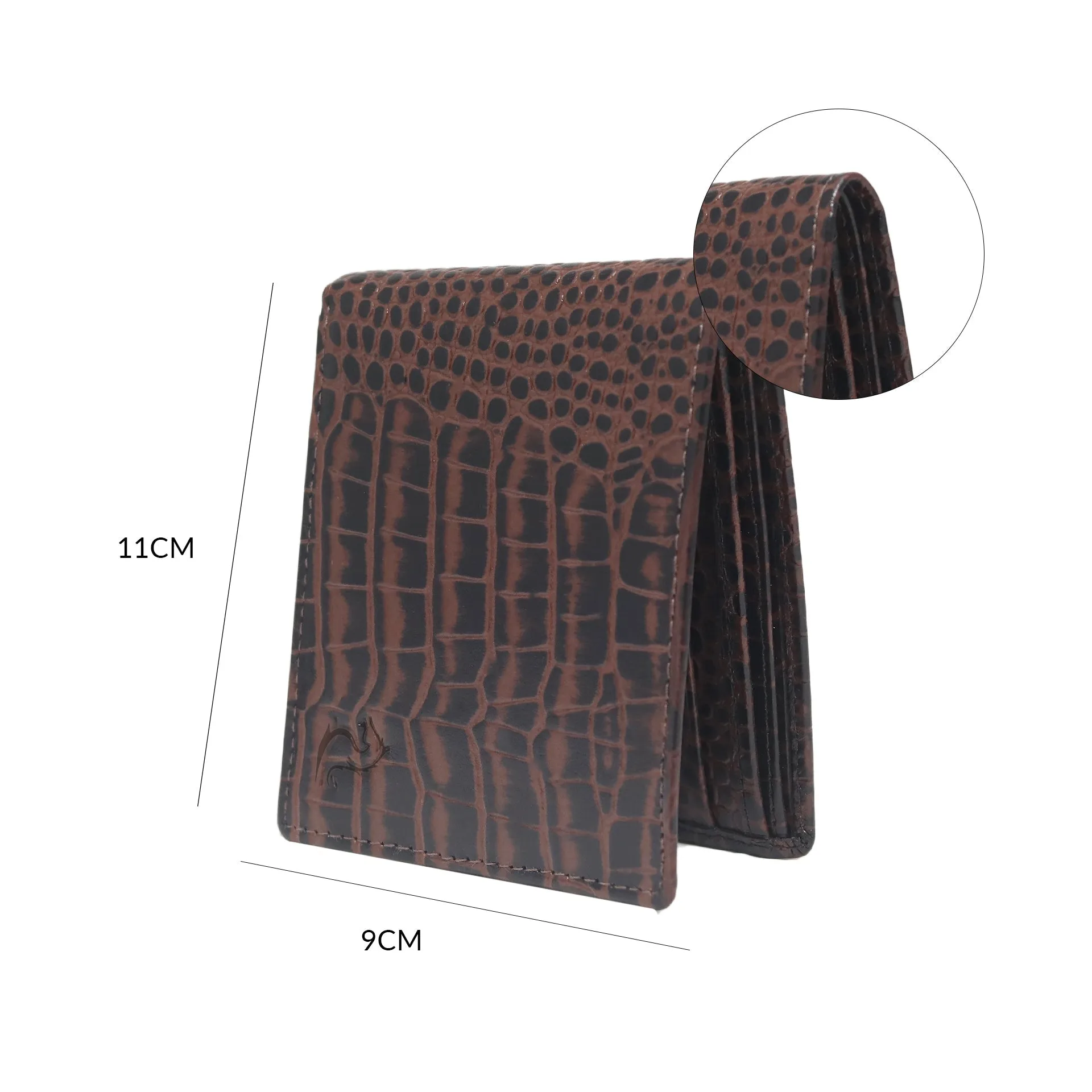 10148 Croco Navy Leather Bifold Wallet for Men