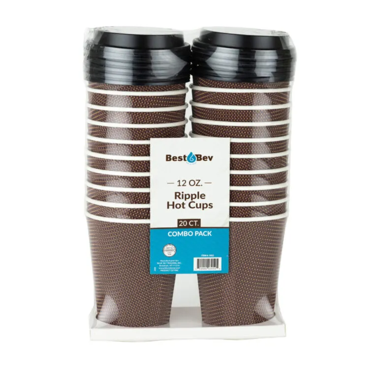 12oz Ripple Cups Brown Combo (200 Sets of Cups & Lids)