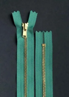 18cm.  YKK Metal, Brass, Closed End Zip - Jade