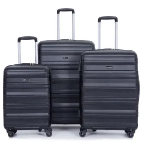 3 Piece Luggage Sets Piece Lightweight & Durable Expandable Suitcase With Two Hooks, Spinner Wheels, Tsa Lock, (21 / 25 / 29) Black