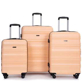 3 Piece Luggage Sets Piece Lightweight & Durable Expandable Suitcase With Two Hooks, Spinner Wheels, Tsa Lock, (21 / 25 / 29) Peach