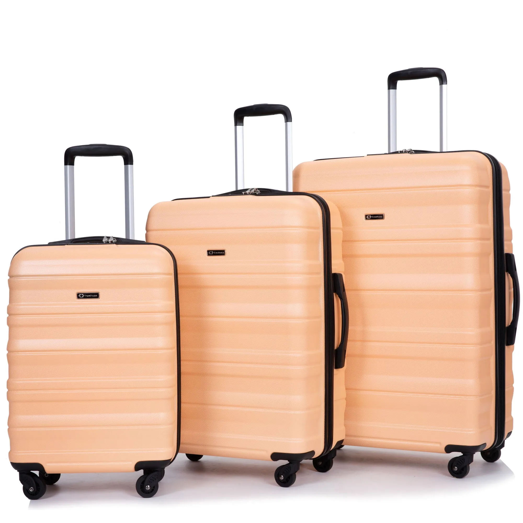 3 Piece Luggage Sets Piece Lightweight & Durable Expandable Suitcase With Two Hooks, Spinner Wheels, Tsa Lock, (21 / 25 / 29) Peach