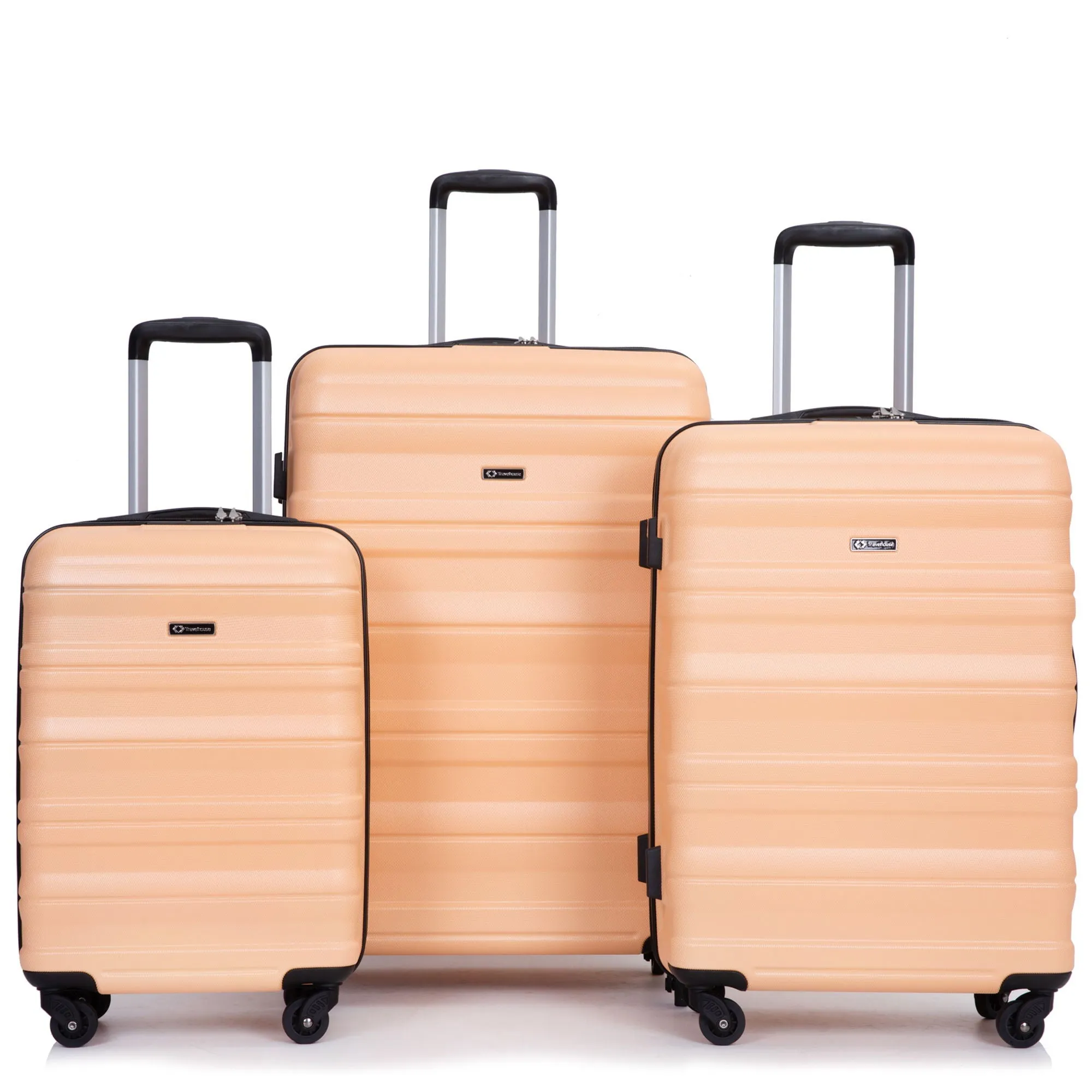 3 Piece Luggage Sets Piece Lightweight & Durable Expandable Suitcase With Two Hooks, Spinner Wheels, Tsa Lock, (21 / 25 / 29) Peach