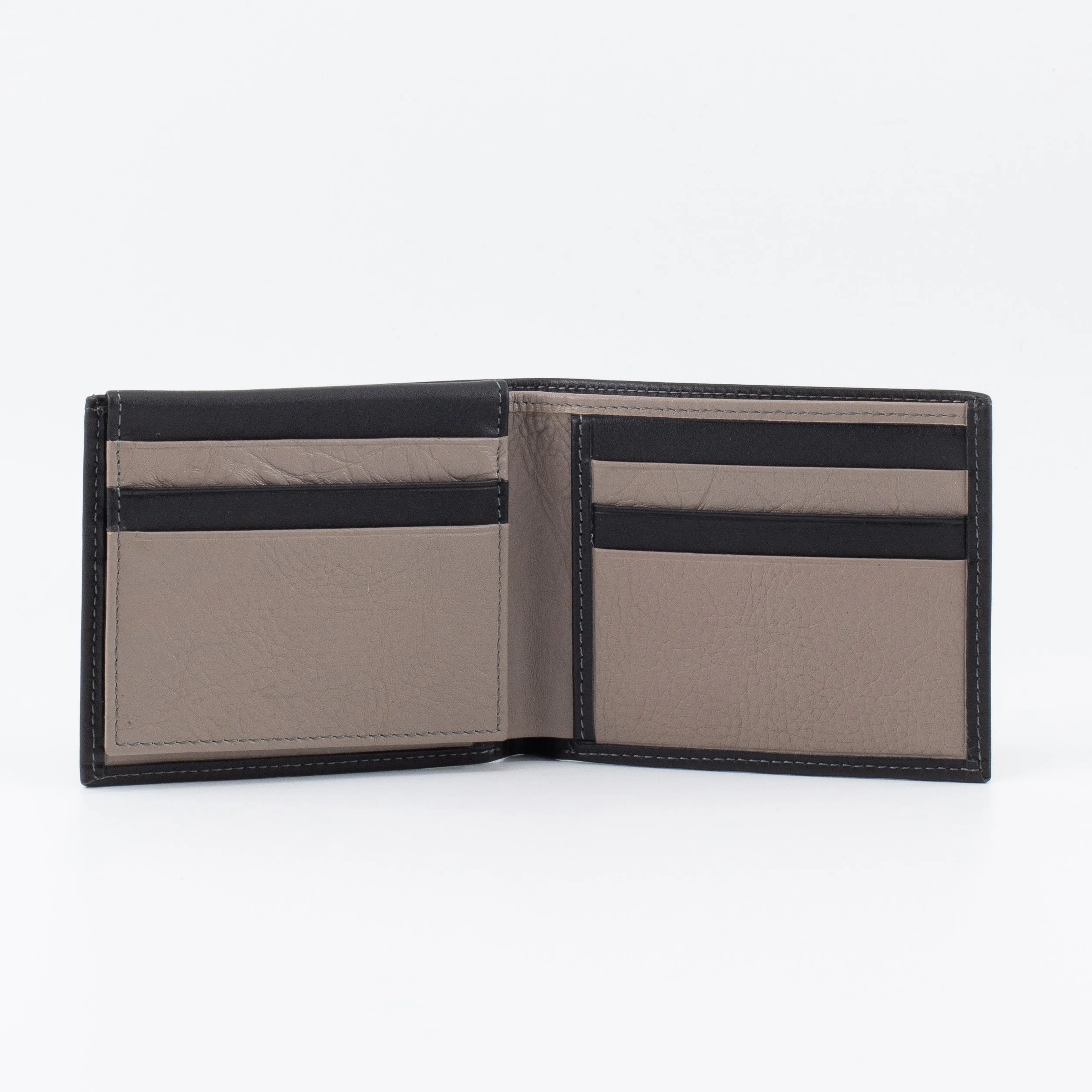 A Trifold, Premium Leather Wallet (Gray - Black)