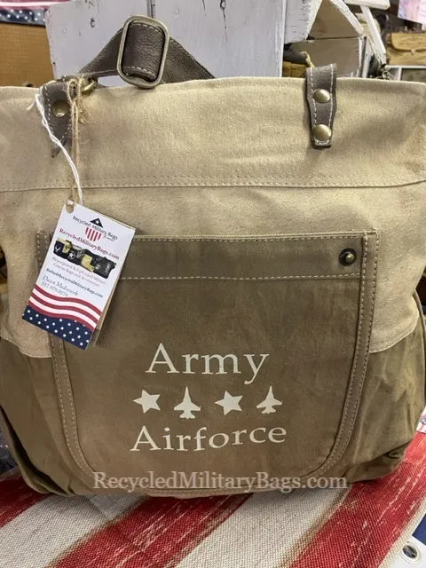 Air Force Mom ~ Two Tone Sustainable Canvas Tote ~ Show Your Pride!