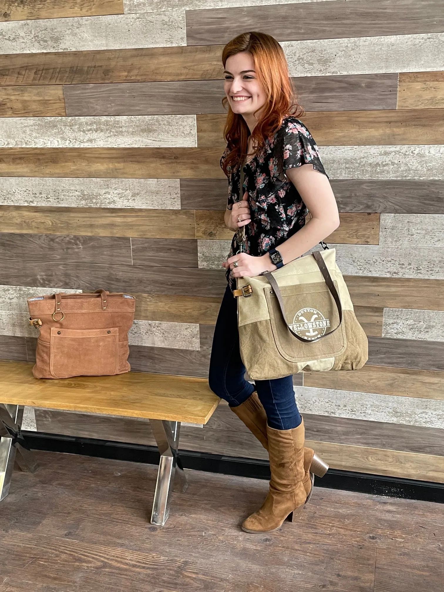 Army Mom Two Tone Sustainable Canvas Tote or Shoulder Bag Purse