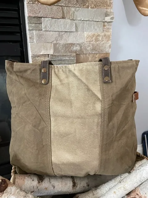 Army Mom Two Tone Sustainable Canvas Tote or Shoulder Bag Purse