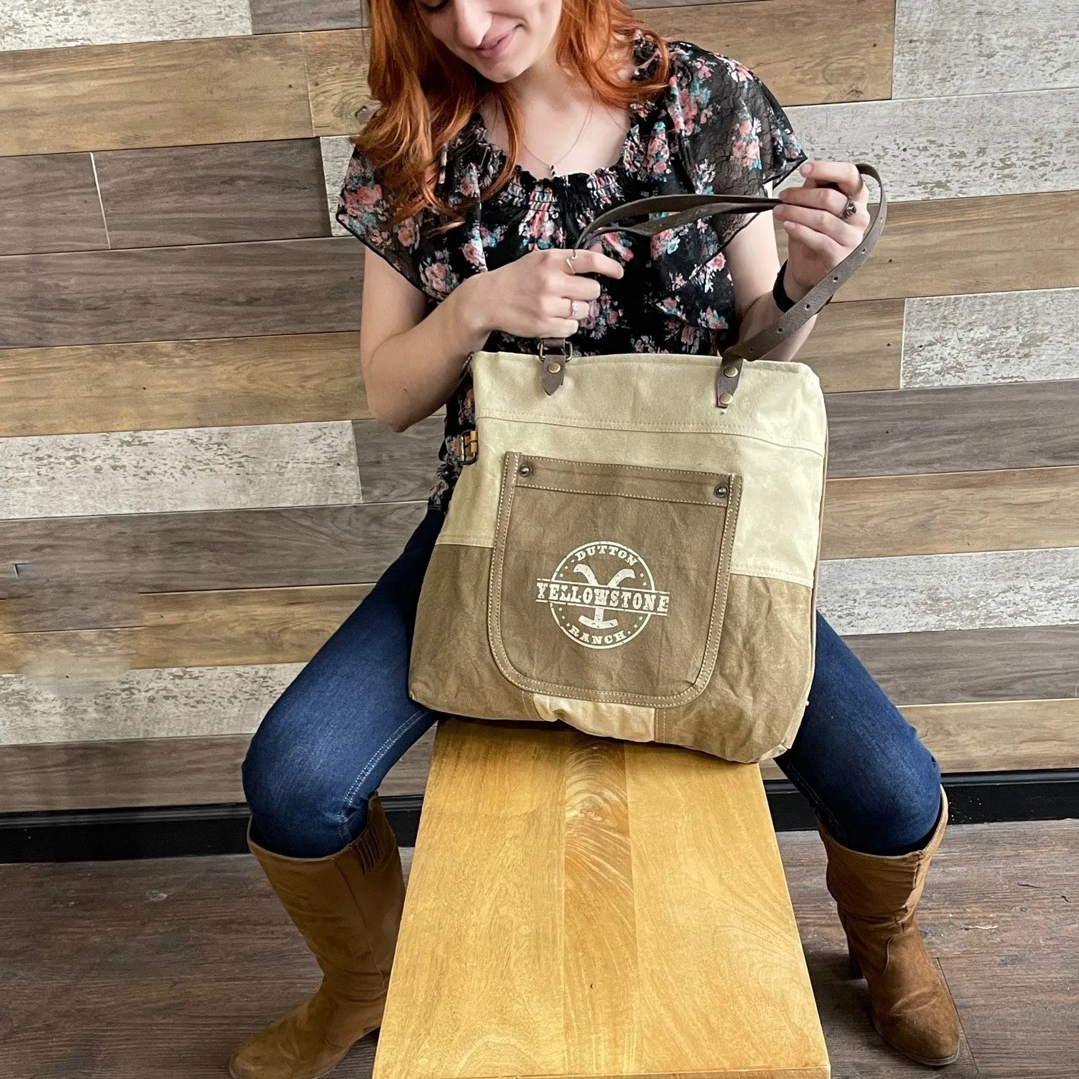 Army Mom Two Tone Sustainable Canvas Tote or Shoulder Bag Purse