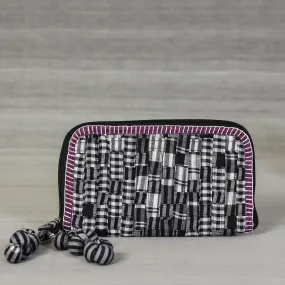 Black - Gamcha Fabric Handmade Clutch Wallet by Rangila Dhaga