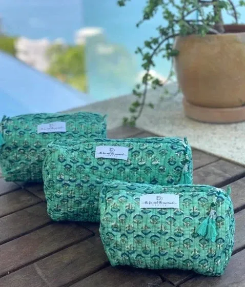 Block Printed Toiletry Bags