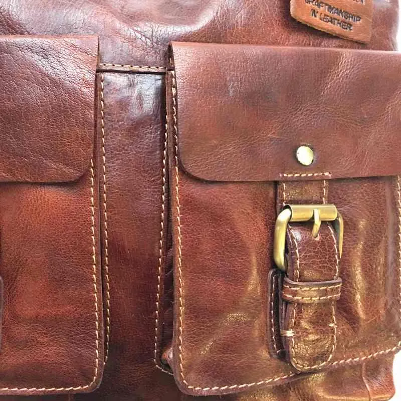 Bronco Cognac Twin Pocket Handbag