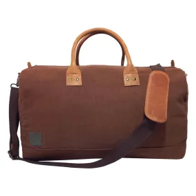 CANVAS & AWL Canvas with Genuine Leather Trim Unisex Travel Duffle Bag, Shoulder Weekender Overnight Bag (Brown)