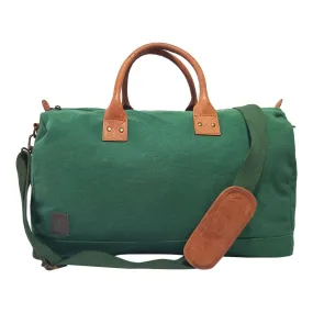 CANVAS & AWL Canvas with Genuine Leather Trim Unisex Travel Duffle Bag, Shoulder Weekender Overnight Bag (Green)