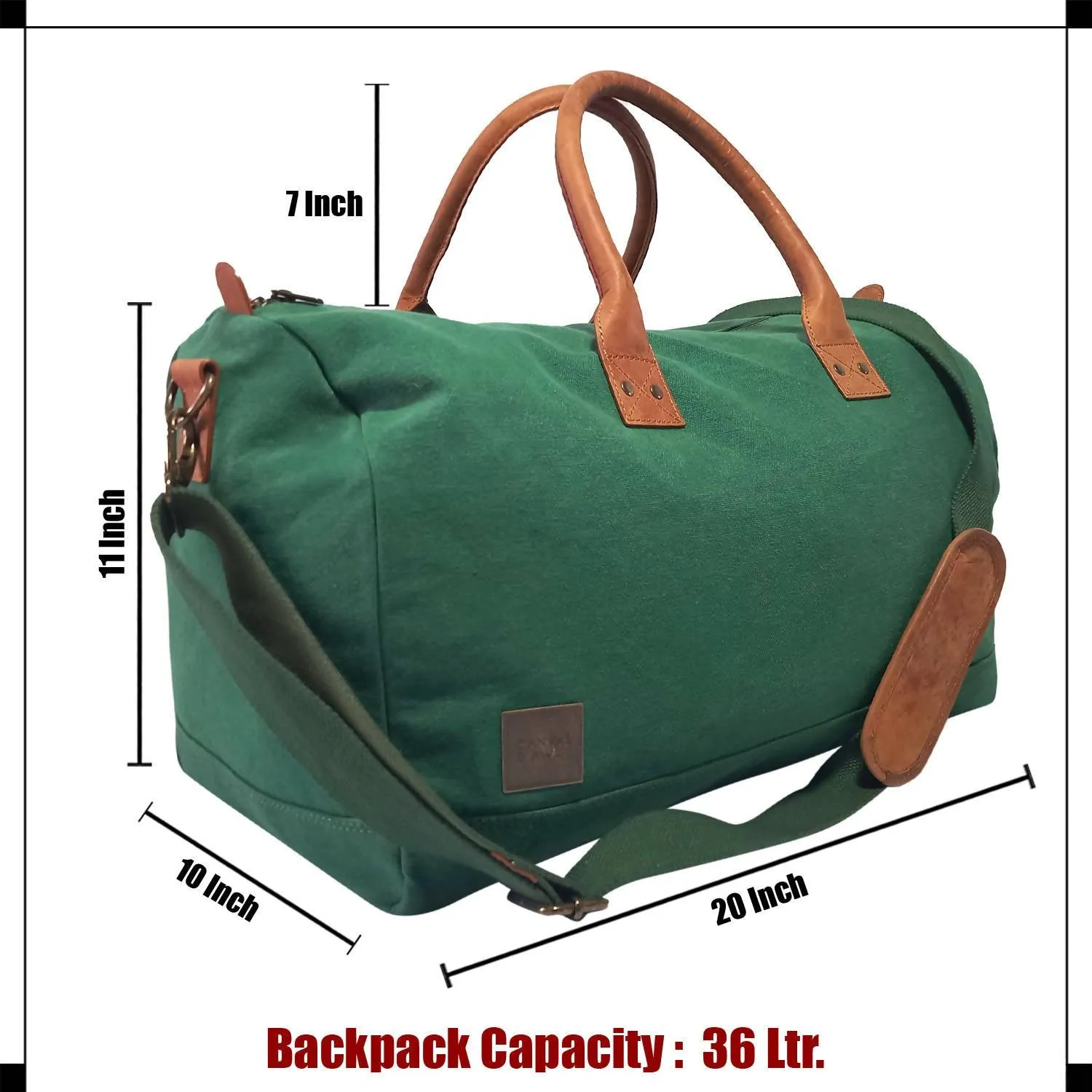 CANVAS & AWL Canvas with Genuine Leather Trim Unisex Travel Duffle Bag, Shoulder Weekender Overnight Bag (Green)