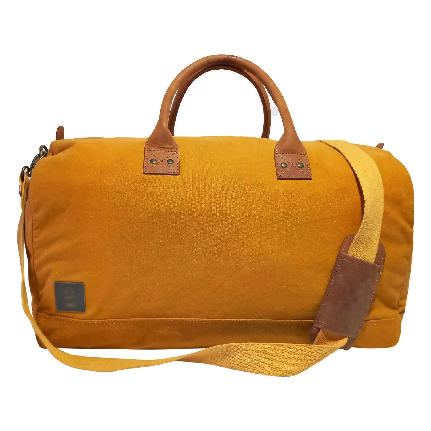 CANVAS & AWL Canvas with Genuine Leather Trim Unisex Travel Duffle Bag, Shoulder Weekender Overnight Bag (Tan)