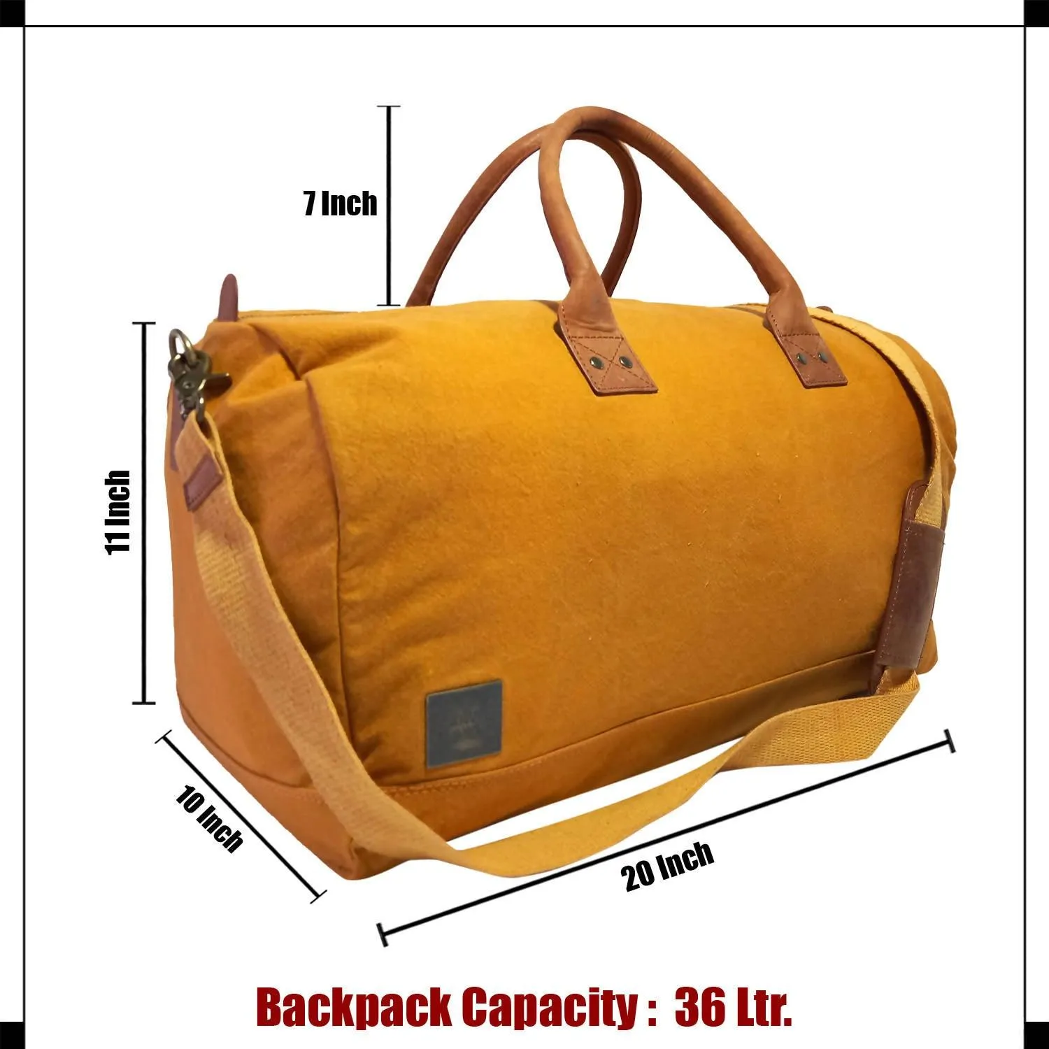 CANVAS & AWL Canvas with Genuine Leather Trim Unisex Travel Duffle Bag, Shoulder Weekender Overnight Bag (Tan)