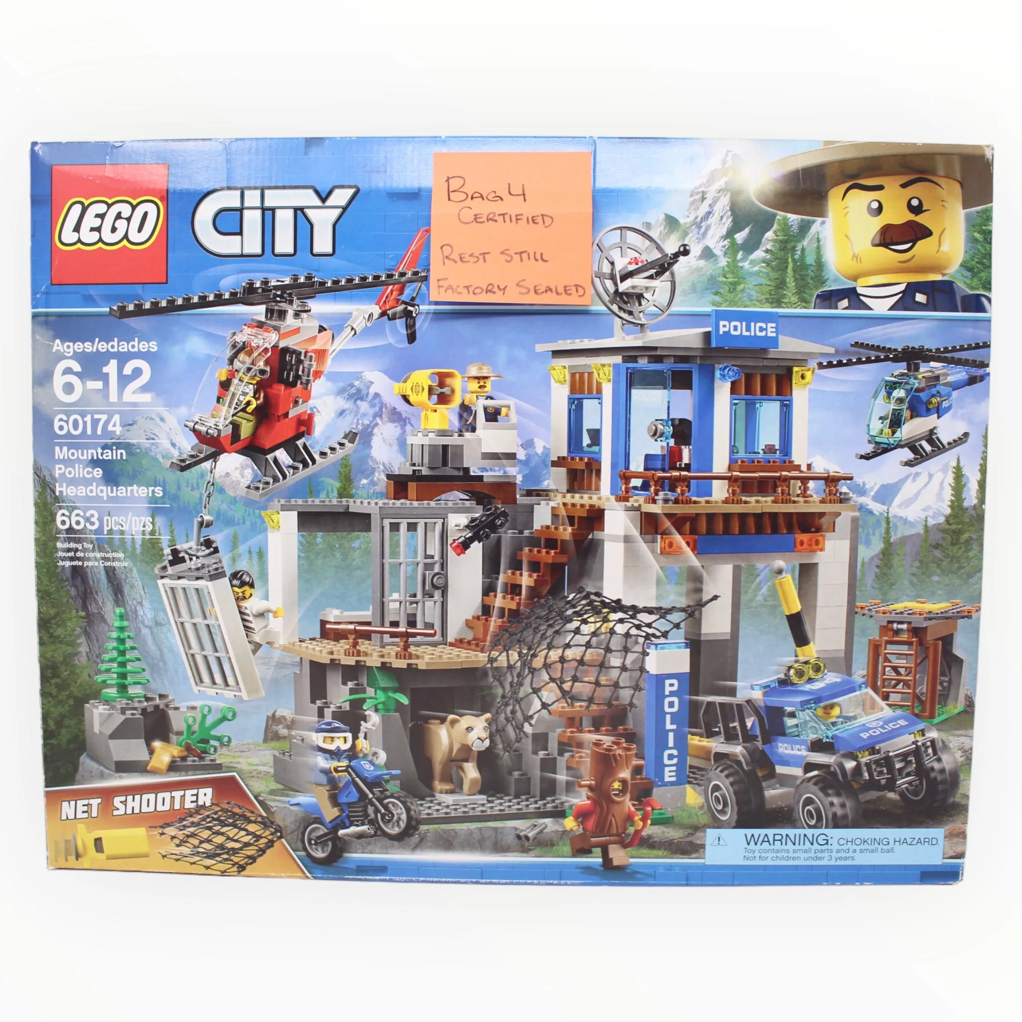 Certified Used Set 60174 City Mountain Police Headquarters (Bag 4 cert., all others sealed)
