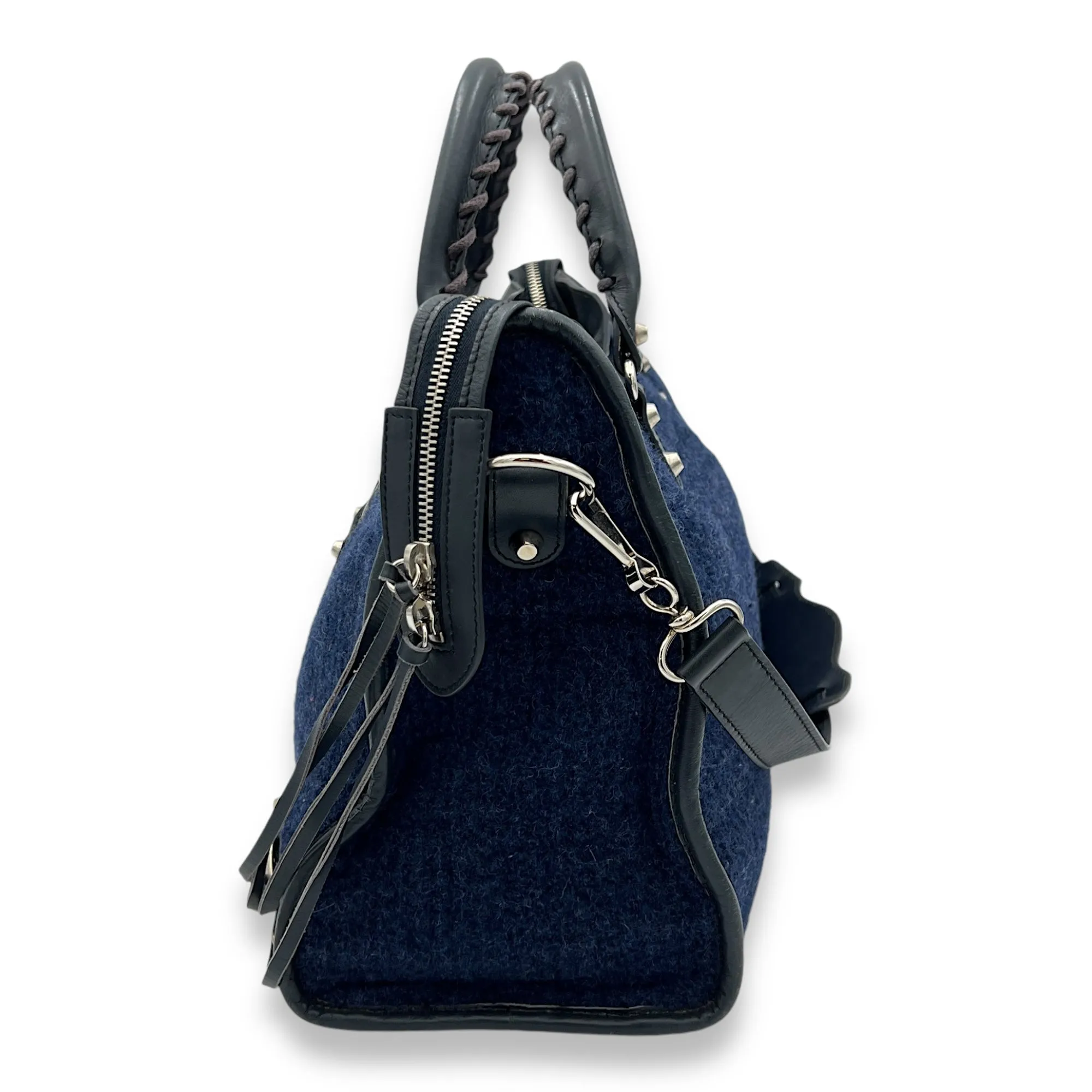 City Shoulder bag in Wool, Silver Hardware