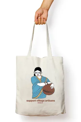 Cotton Printed Tote with Zipper - Support Village Artisans