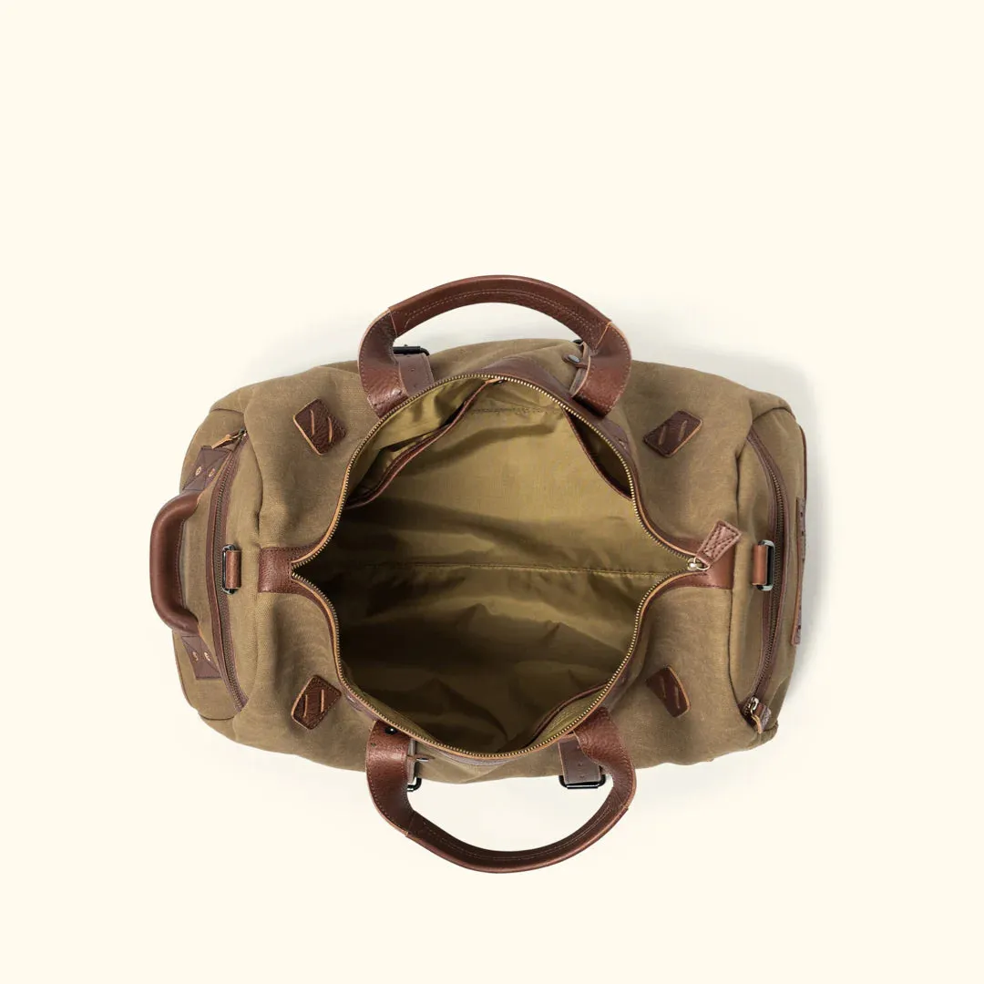 Dakota Field Khaki Waxed Canvas Duffle Bag