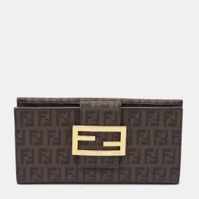 Dark Brown Zuchinno Coated Canvas Forever Flap Continental Wallet