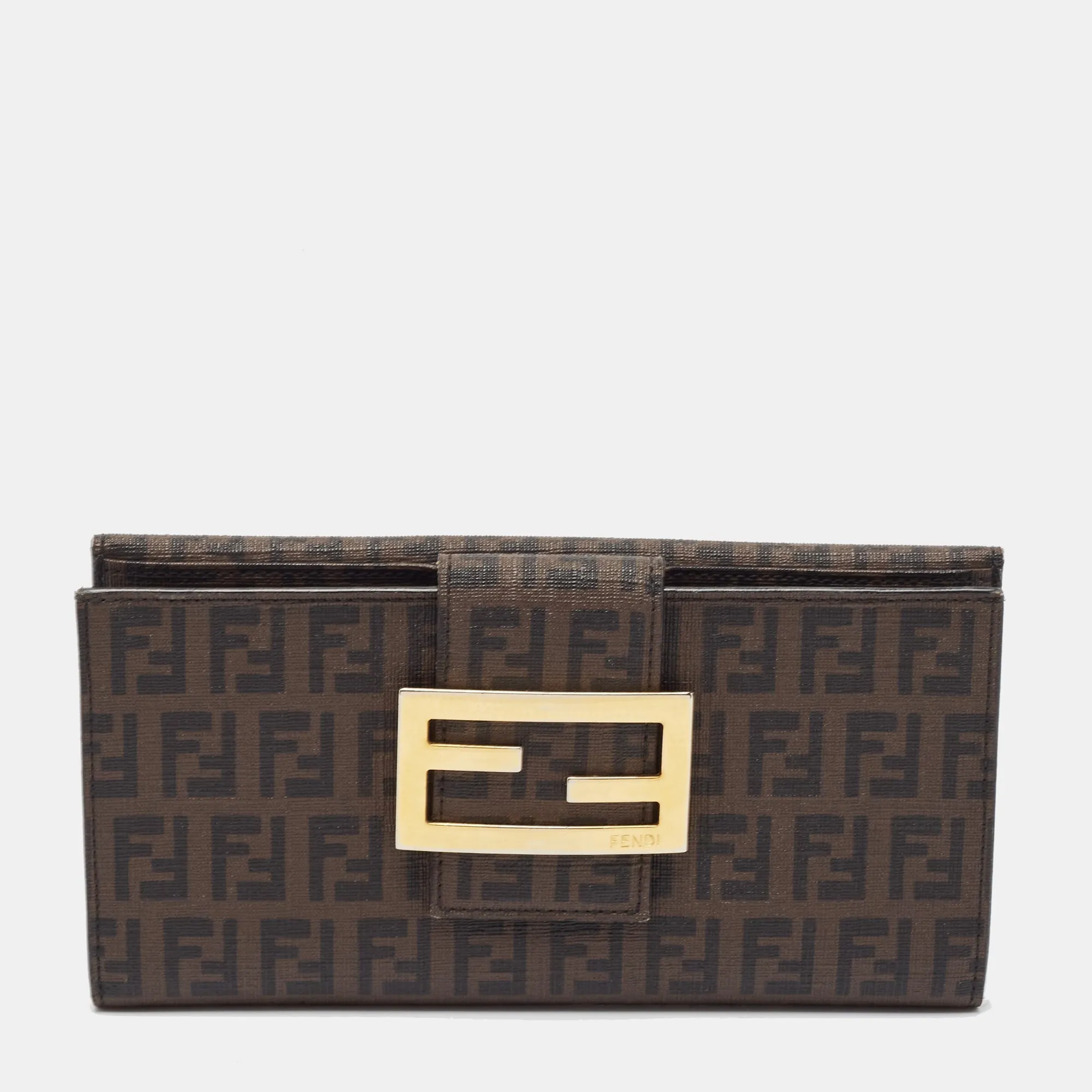 Dark Brown Zuchinno Coated Canvas Forever Flap Continental Wallet