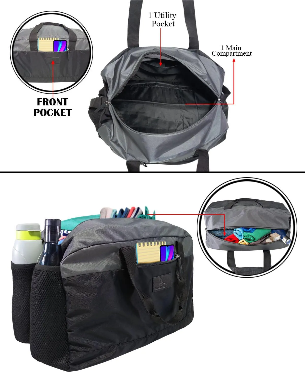 Deeya Ballistic Nylon Large Size Unisex Travel Duffle Bag, Shoulder Weekender Bag (Black)