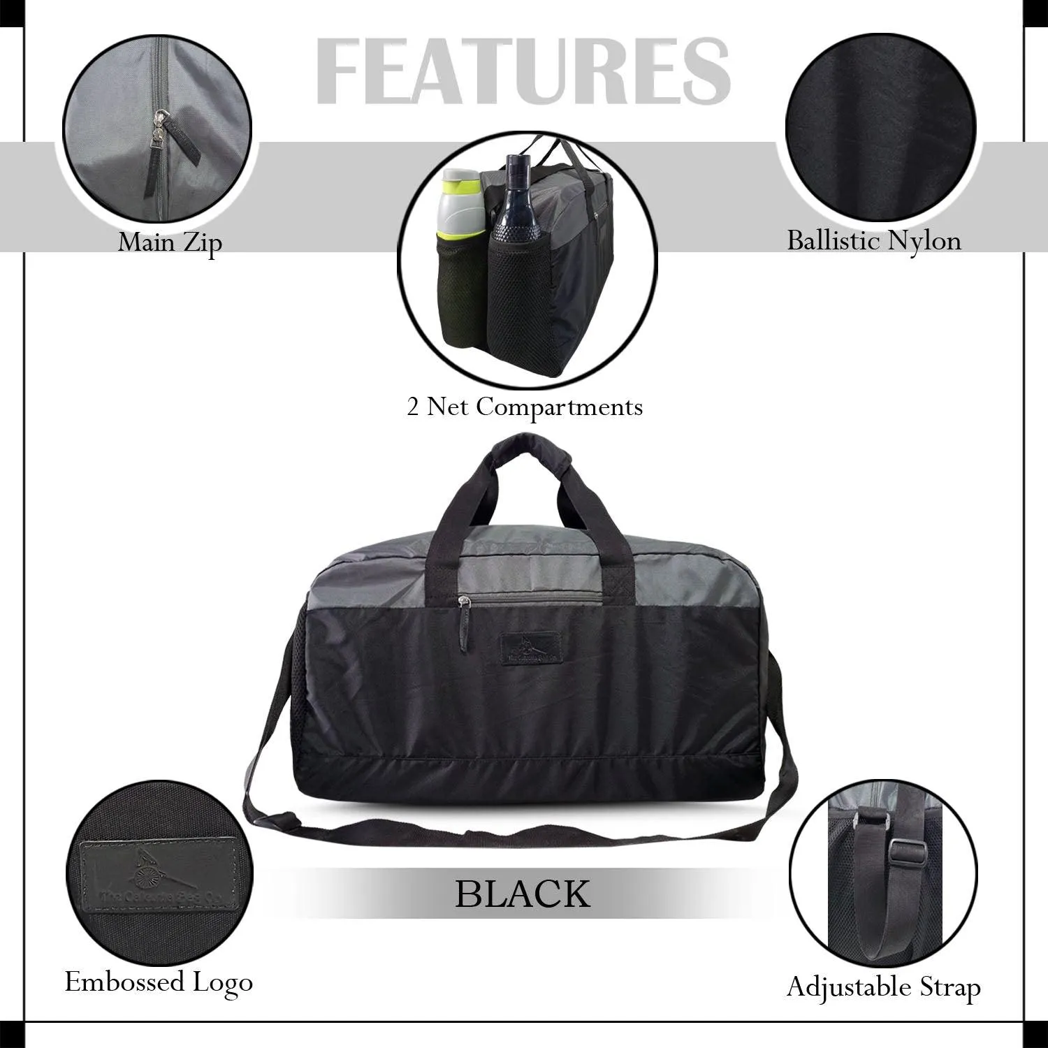 Deeya Ballistic Nylon Large Size Unisex Travel Duffle Bag, Shoulder Weekender Bag (Black)