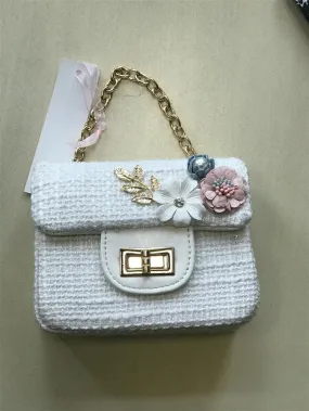 Doe a Dear White Fabric and Flower Purse