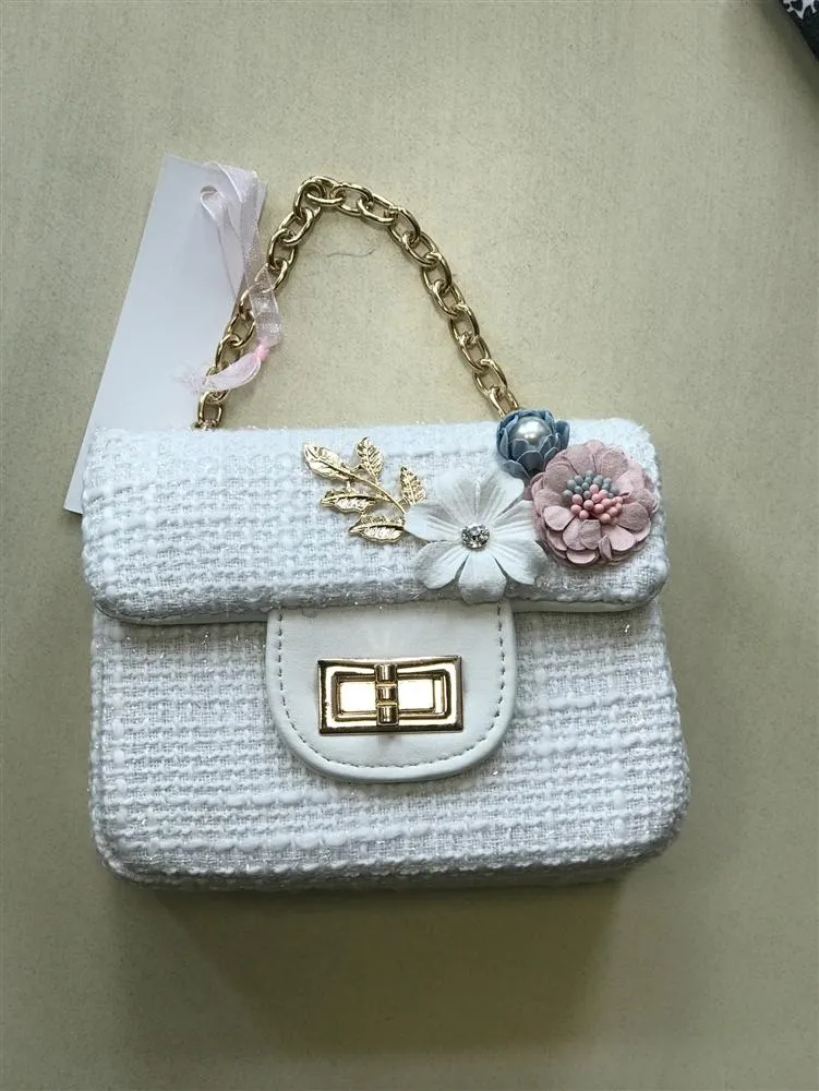 Doe a Dear White Fabric and Flower Purse