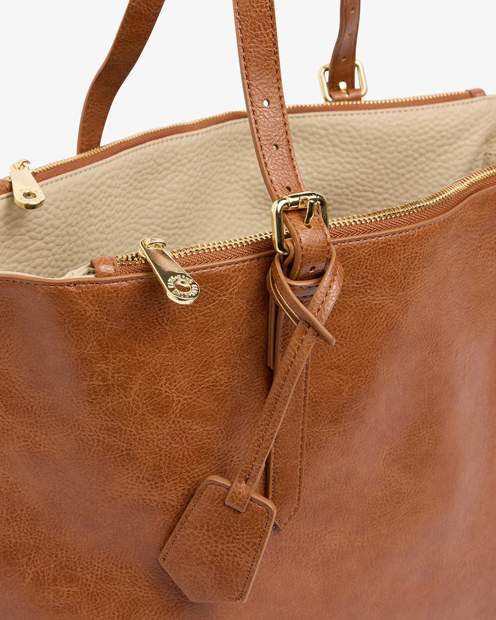 Elms   King - Carmine Tote - Tan & Oyster