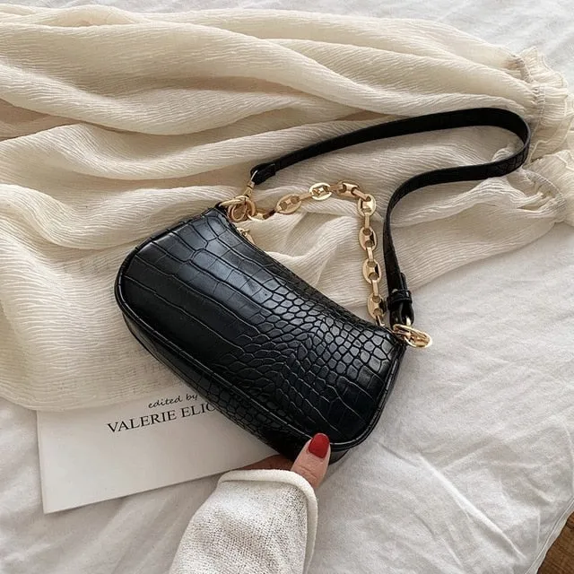 Fashion Crocodile Pattern Baguette bags