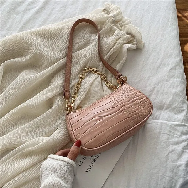 Fashion Crocodile Pattern Baguette bags