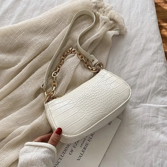 Fashion Crocodile Pattern Baguette bags