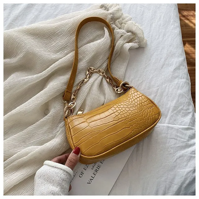 Fashion Crocodile Pattern Baguette bags