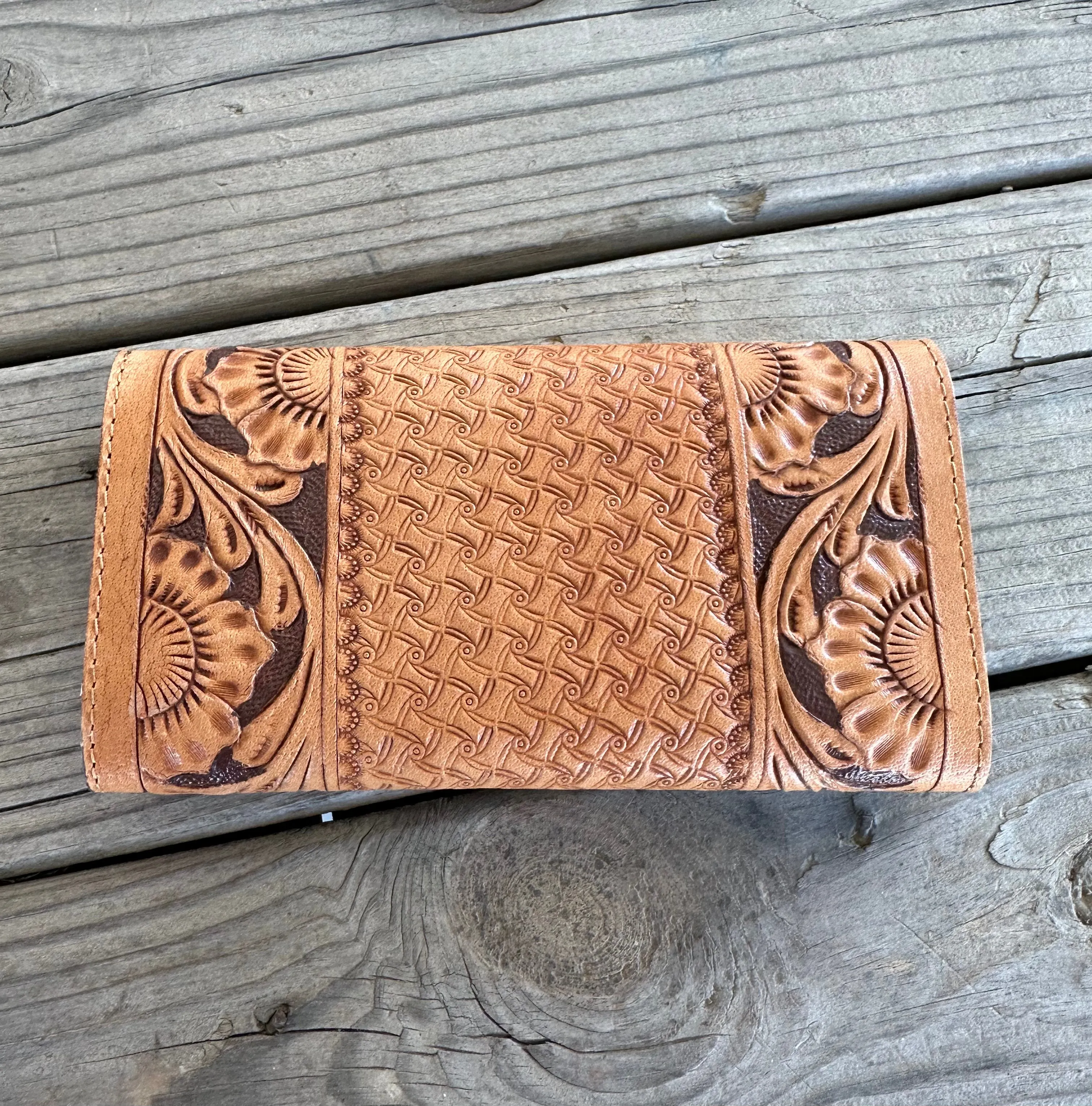 Floral Tooled Leather Clutch